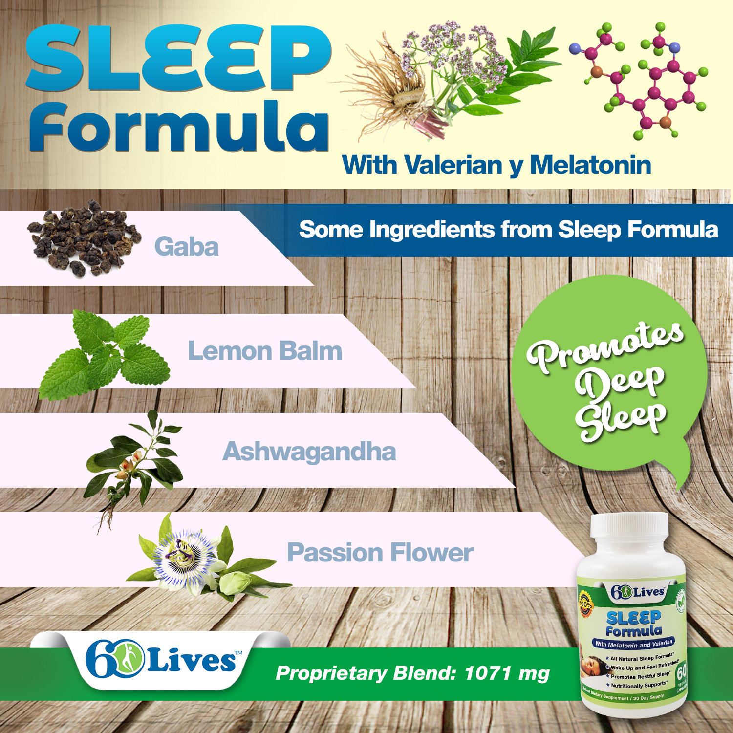 60lives ADVANCE SLEEP FORMULA with Gaba, Passion Flower, Lemon Balm ...